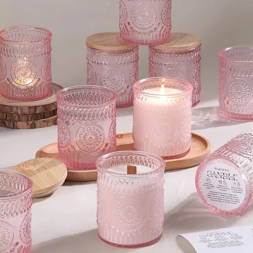 Vista 17 de DARJEN 10 tarros de vela de vidrio de 8 onzas con tapas, latas de velas Ámbar