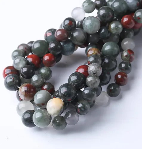 Vista 4 de 90 PIEZAS 4MM Cuentas de Piedra Sangrienta Africana Cuentas de Piedras Preciosas Naturales Redondas para Hacer Joyas DIY Piedra de Energía