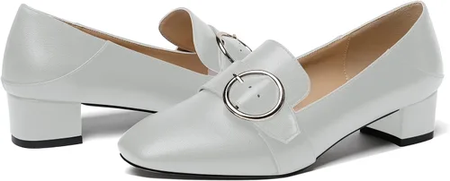 Vista 5 de MODENCOCO Zapatos de tacón bajo con hebilla de punta cuadrada para mujer de 1.5 pulgadas