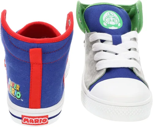 Vista 3 de SUPER MARIO Brothers Mario, Luigi, Nintendo - Zapatos deportivos de caña alta y con cordones para niños pequeños, talla 7 a 12