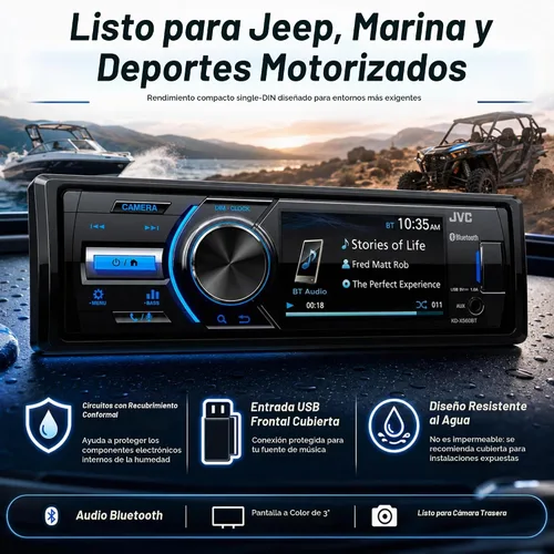 Vista 3 de JVC - KD-X560BT - Coche de medios digitales y receptor Bluetooth marino iPhone/Android/USB/AUX estéreo para automóvil con entrada de cámara trasera