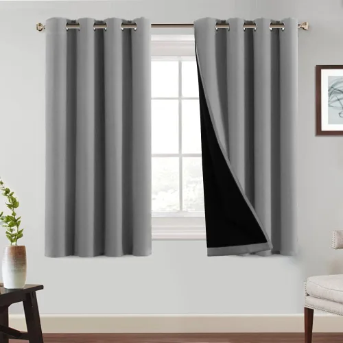 Vista 17 de PrinceDeco Cortinas 100% opacas de 54 pulgadas de largo, completamente opacas, tratamiento de ventanas, cortinas forradas con aislamiento térmico