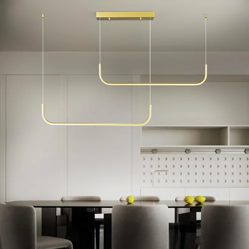Vista 8 de Moderna lámpara colgante lineal LED con focos duales, regulable, 6000 K, luces colgantes de isla de cocina, candelabros negros chapados en isla