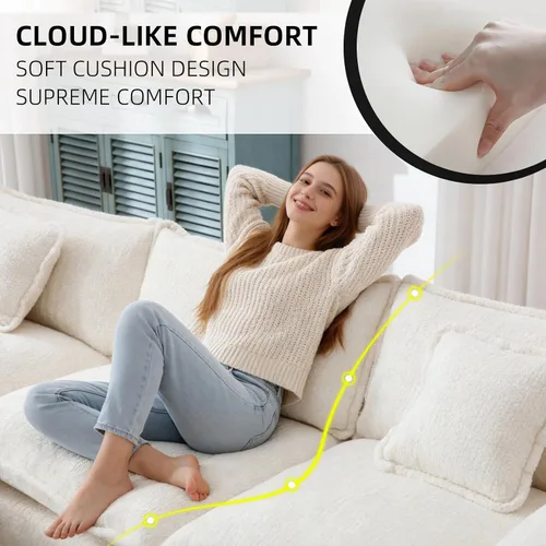 Vista 3 de GNIXUU Sofá Seccional en Forma de L de 112" Cloud Couch para Sala de Estar, Sofá Seccional Modular de Gran Tamaño con Otomana Móvil, Juego de Sofá