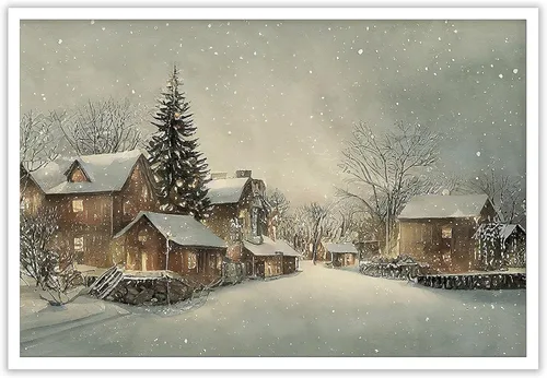 Vista 14 de Huabsad Arte de pared vintage de Navidad, retro, del siglo XVIII, rústico, naturaleza, paisaje, pósteres de lienzo de pueblo de invierno, famosas