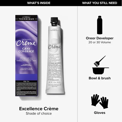 Vista 4 de L'Oréal Technique Excellence Crème Permanent Hair Color Long-Lasting Hair Dye Rich Formula with No-Drip Application Superb Gray Coverage For