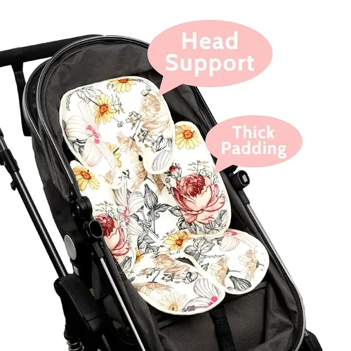 Vista 2 de Soporte floral para la cabeza y el cuerpo del asiento de automóvil, inserto reversible 2 en 1, cojín suave para asiento de automóvil, cochecito
