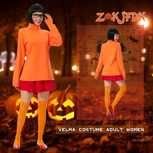 Vista 4 de Velma Costume for Adult Women Halloween Classic Movie Characters Costume Daphne Costume Adult Women for Cosplay
