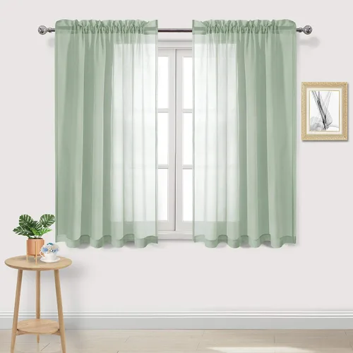 Vista 20 de DWCN Cortinas Transparentes Aqua de Voile Semitransparente con Bolsillo para Barra para Dormitorio y Sala de Estar, 36 x 36 pulgadas de Largo, Juego