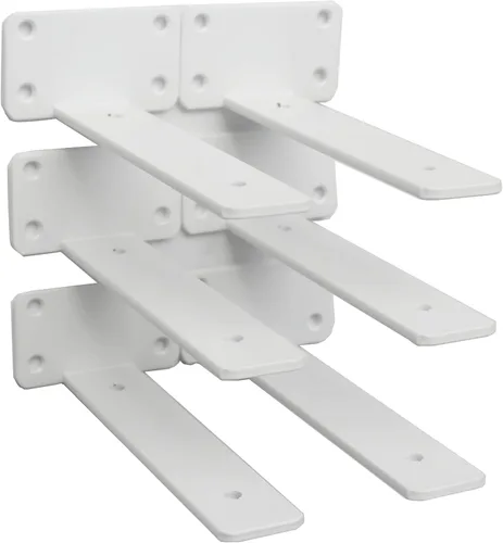 Vista 60 de Paquete de 2 - Soportes de estante en L ocultos negros de 4 pulgadas (1/5 pulgada de grosor) Soportes de estante flotante de hierro Soportes