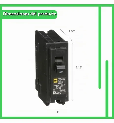 Vista 6 de Kit de disyuntor de un solo polo cuadrado D HOM125 de 25