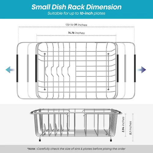 Vista 2 de KESOL - Escurridor de platos compacto expandible sobre el fregadero, pequeño estante de cocina