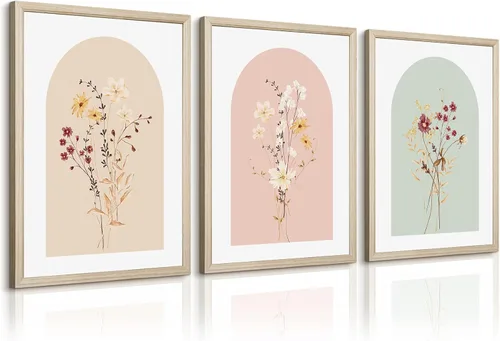 Vista 18 de Tanmart Arte de pared botánico vintage, lienzo floral antiguo, arte de pared, impresiones de flores neutrales, póster vintage de granja, pintura