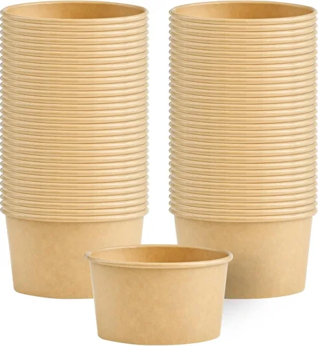 Vista 41 de Restaurantware Coppetta - Vasos de postre de 3 onzas, 50 tazas desechables para helado, tapas se venden por separado, cuencos de papel a cuadros