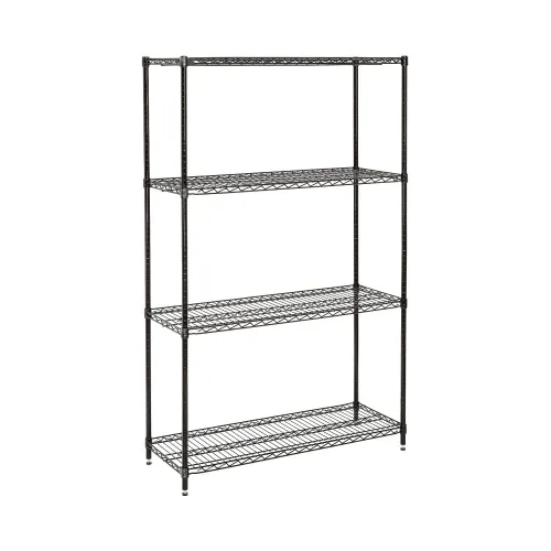 Vista 12 de Nexel Unidad de Estantería de Alambre Ajustable Económica, 4 Niveles, Estante de Almacenamiento Comercial Listado NSF, 18" x 36" x 74", Epoxi Negro