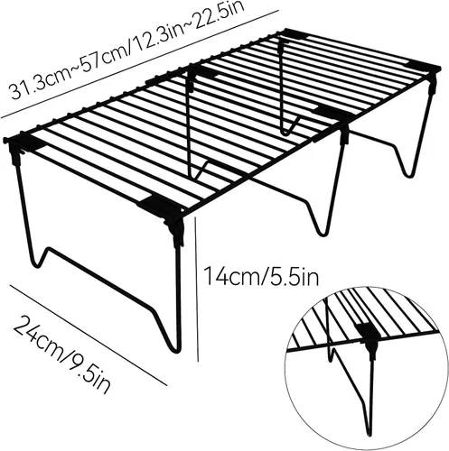 Vista 2 de Juego de 1/2 organizadores para congelador, estantes apilables para congelador Cabinet Organizer Shelves, Foldable Pantry Shelf, Plate, Dish