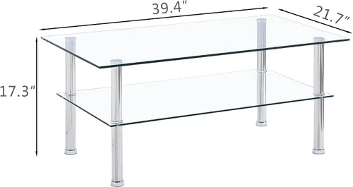 Vista 2 de Mesa de centro de cristal con patas de vidrio moderna pequeña mesa de centro para sala de estar (GC)