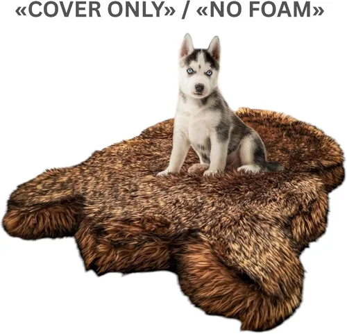 Vista 3 de IHAPPYDOG Funda de repuesto para cama de perro, lavable a máquina (marrón, mediano 40 x 25 pulgadas)