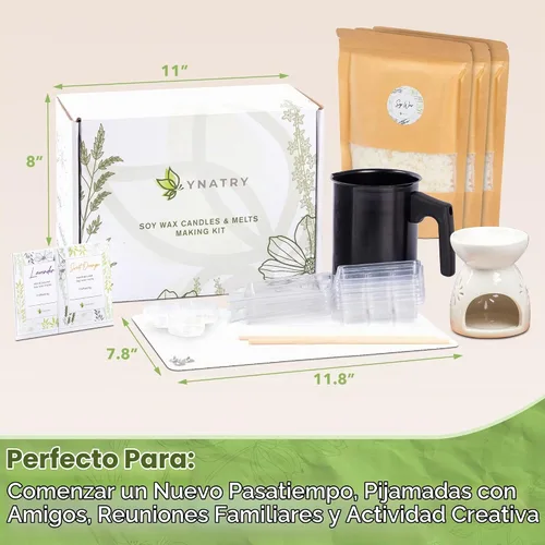 Vista 3 de YNATRY Kit de velas de soja todo en uno para principiantes, cera de soja natural, aceites aromáticos, mechas de algodón, chips de tinte