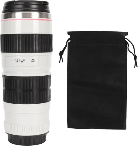 Vista 10 de Zerodis Taza de café con lente de cámara, taza de acero inoxidable con fotos divertidas, jarra de café de acero inoxidable, tapas selladas, taza