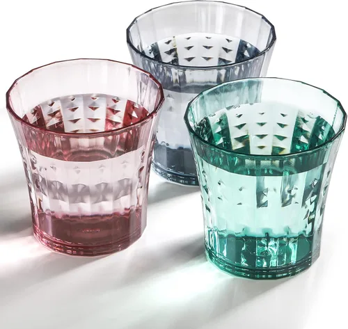 Vista 4 de AVLA Paquete de 12 vasos de agua de plástico, vasos de acrílico irrompibles de 10 onzas, vaso de vino de jugo reutilizable transparente, sin BPA