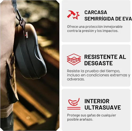 Vista 5 de NoCry - Funda para gafas de seguridad resistente al agua con clip - Soporte grande y resistente para gafas de sol semiduras para hombres y mujeres