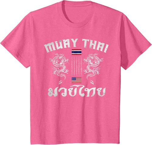 Vista 57 de Camiseta de equipo de entrenamiento de boxeo Muay Thai con bandera estadounidense de Tailandia, Negro, S