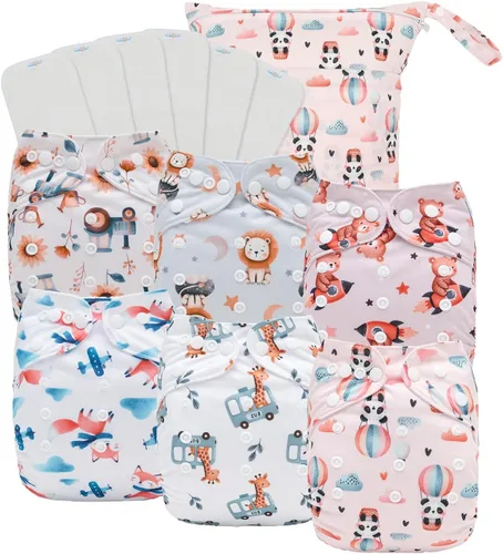 Vista 12 de babygoal Pañales de tela para recién nacidos, paquete de 13 unidades para niños prematuros de 5-12 libras, 6 unidades con 6 insertos y bolsa