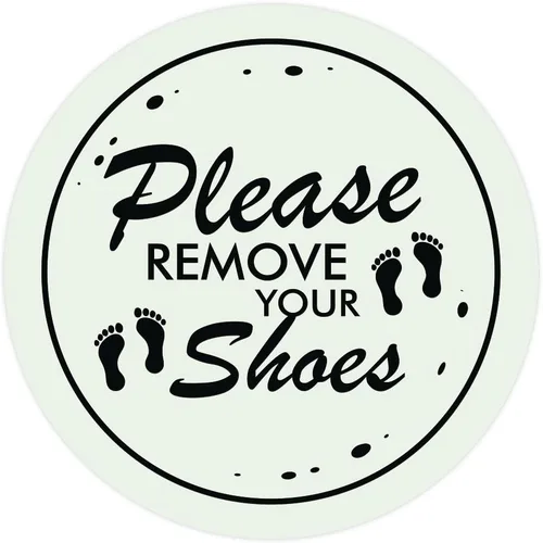 Vista 4 de All Quality Please Remove Shoes Circle Wall Door Sign - Negro (Pequeño)