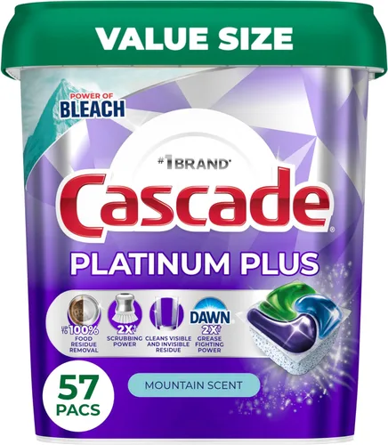 Vista 12 de Cápsulas Cascade Platinum Plus para lavavajillas, detergente para lavavajillas, jabón detergente para platos, Mountain, 19