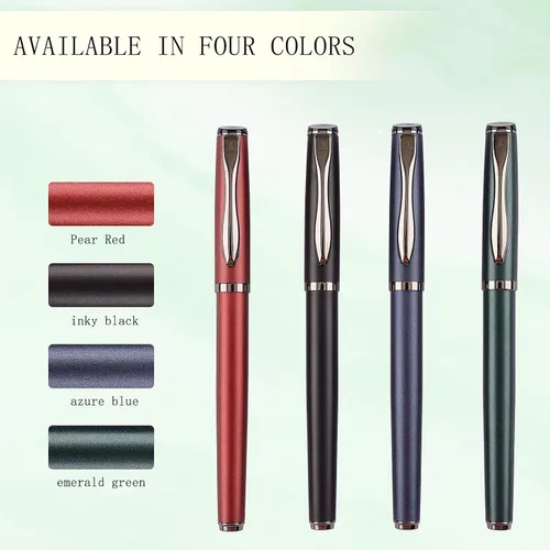 Vista 6 de Bolígrafo de tinta líquida con cuerpo de metal de lujo, diseño elegante y escritura suave, bolígrafo de regalo con estuche para hombres y mujeres, 2