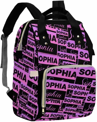 Vista 17 de Artsadd Bolsos para pañales personalizados con nombre, mochila monograma, regalos para baby shower, pattern 01, Tamaño único, Mochilas Daypack