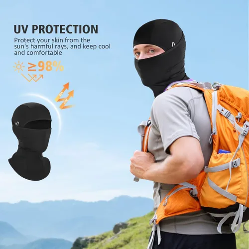 Vista 4 de Pasamontañas de verano para hombres y mujeres, máscara facial de seda de hielo refrescante, protección UV, pasamontañas para ciclismo, motociclismo