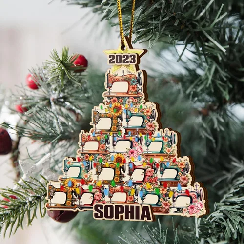 Vista 9 de V VIBEPY Adornos de costura personalizados impresos en todas partes, adornos de Navidad de costura, adornos de edredón, adornos de 3.5 pulgadas, 3