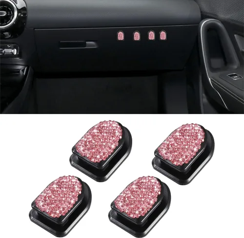 Vista 12 de WINKA Ganchos brillantes para automóvil, 4 piezas, accesorios de cristal, lindo gancho para salpicadero, llaves, lentes de sol, gancho