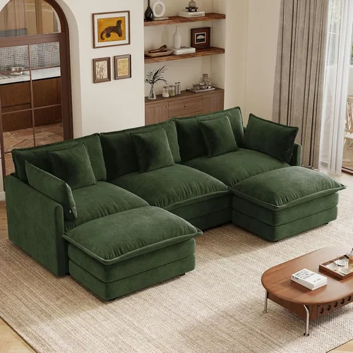 Vista 19 de 76.7" Cloud Couch for Living Room, Deep Seat Loveseat Sofa, Beige Breathable Chenille, 2-Seats Couch for Apartment Small Spaces, Pocket Spring