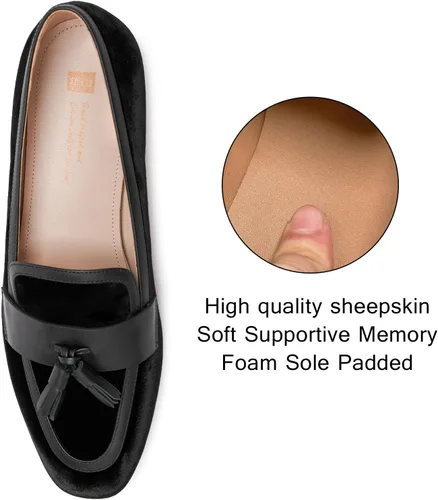 Vista 5 de Mocasines para mujer, zapatos planos de cuero casuales para mujer