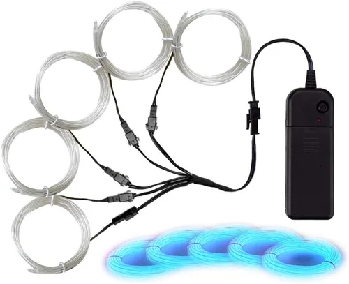 Vista 26 de MaxLax Cable EL, luces de neón portátiles, cable EL 5 en 3.3 ft, alambre electroluminiscente para decoración de Halloween, fiesta de Navidad Ten
