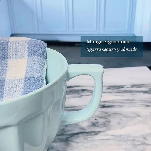 Vista 5 de UP UPware Tazón de melamina estilo Latte con boquilla de vertido, mango y base antideslizante, mango de agarre para mezclar y verter fácilmente Azul