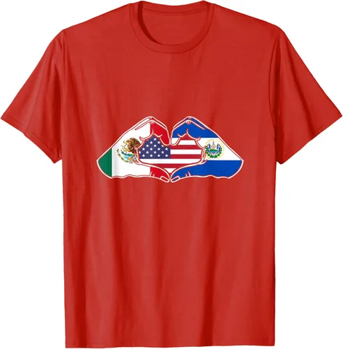 Vista 87 de Corazón manos México, El Salvador y Estados Unidos. Camiseta, Negro