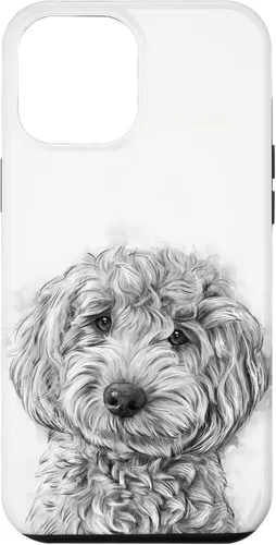 Vista 26 de iPhone 12/12 Pro Golden Doodle Retrato lindo perro ilustración caso de regalo