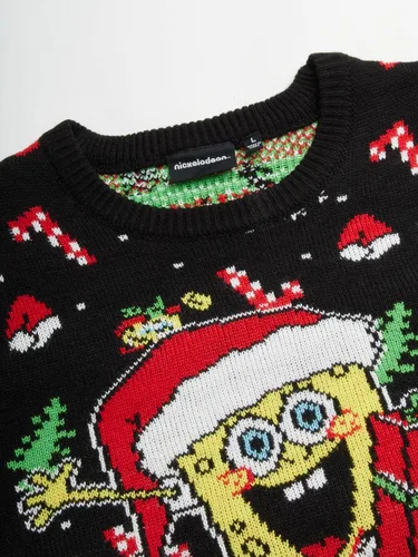 Vista 2 de Nickelodeon Suéter feo de Navidad de Bob Esponja para adultos, suéter feo para hombres y mujeres, S-XL