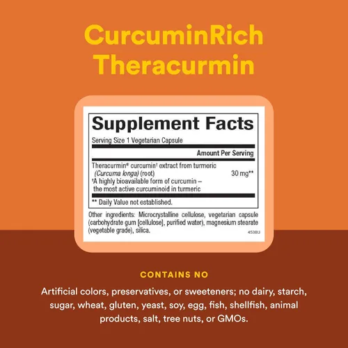 Vista 4 de Natural Factors, CurcuminRich Theracurmin, 30 mg, formulado para una absorción superior, 30 unidades (paquete de 1)