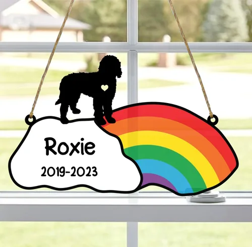 Vista 19 de LOVELYPOD Rainbow Bridge - Regalos conmemorativos para mascotas, regalos conmemorativos para perros afganos por pérdida de sabueso afgano, regalo