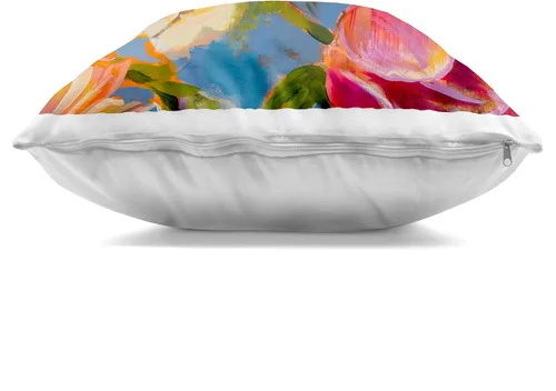 Vista 2 de Stupell Industries Vivid Blooming Peonies Design by Liz Jardine - Almohada (18 x 18 pulgadas), color azul