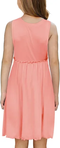 Vista 2 de blibean Vestido sin mangas Sumer para niñas de color sólido, tallas 4-13 años
