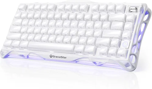 Vista 12 de GravaStar Mercury K1 75% Wireless Mechanical Gaming Keyboard, Aluminum Alloy, Gasket Compact Custom Keyboard Hot-Swap Socket, Linear Switches, RGB