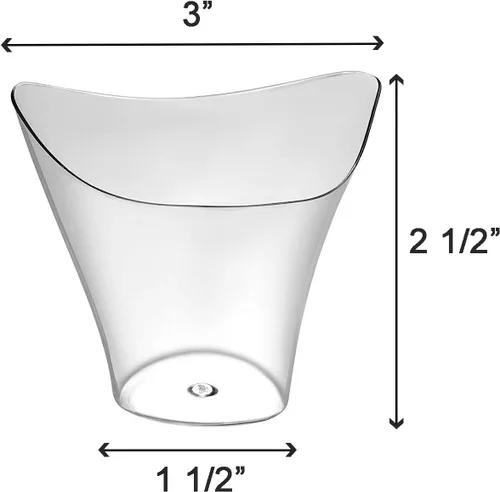 Vista 6 de Paquete de 96 mini vasos de postre de plástico triangular, 3.5 onzas con cucharas, vaso de plástico transparente con mini cuchara para postre