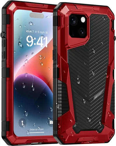 Vista 24 de Beasyjoy Funda impermeable de metal para iPhone 11, resistente, a prueba de golpes, a prueba de polvo, protección resistente, pantalla incorporada