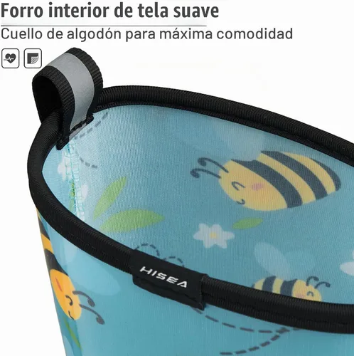 Vista 3 de HISEA - Botas de lluvia para mujer, impermeables, a media pantorrilla, botas de jardín para mujer Abeja azul